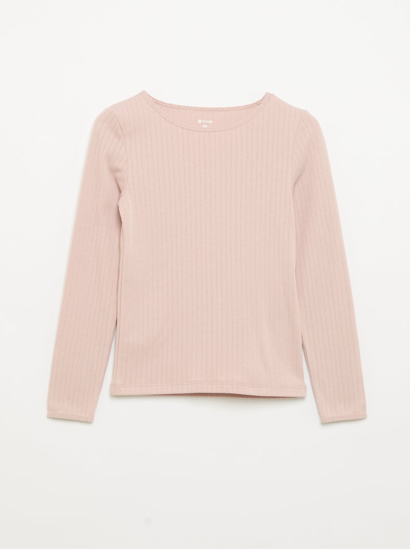 Set van 2 T-shirts met lange mouwen van fantasietricot Biege - Kiabi