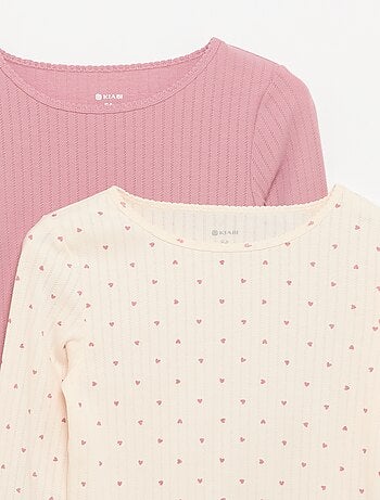 Set van 2 T-shirts met lange mouwen van fantasietricot