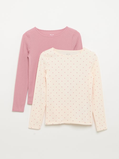 Set van 2 T-shirts met lange mouwen van fantasietricot - Kiabi