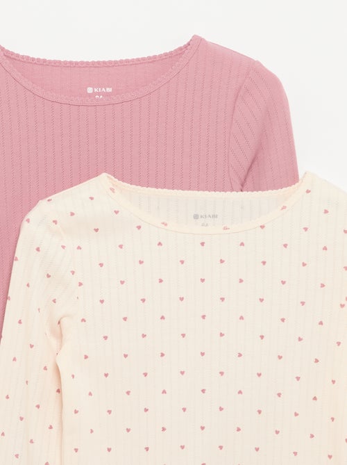 Set van 2 T-shirts met lange mouwen van fantasietricot - Kiabi