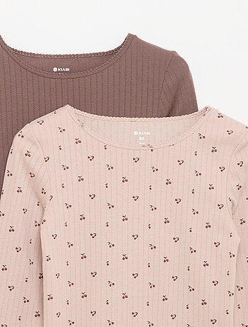 Set van 2 T-shirts met lange mouwen van fantasietricot