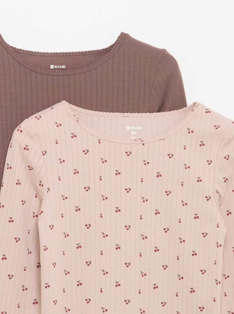 Set van 2 T-shirts met lange mouwen van fantasietricot Rose - Kiabi