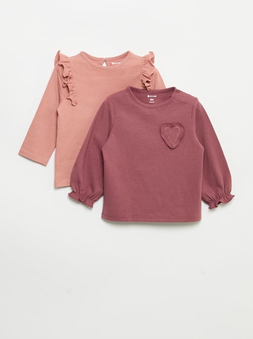 Set van 2 T-shirts met lange mouwen van katoenen jerseytricot - Kiabi Set van 2 T-shirts met lange mouwen van katoenen jerseytricot - Kiabi