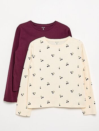 Set van 2 T-shirts met lange mouwen