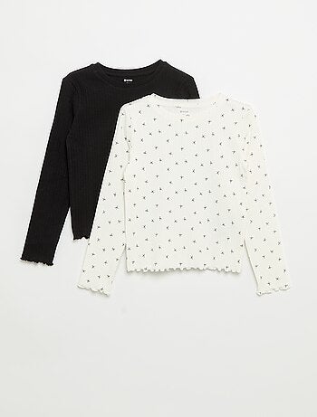 Set van 2 T-shirts met lange mouwen