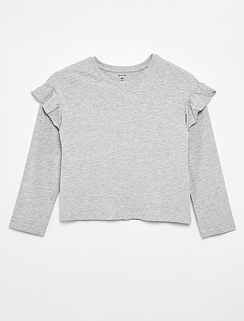 Set van 2 T-shirts met ruches op de schouders