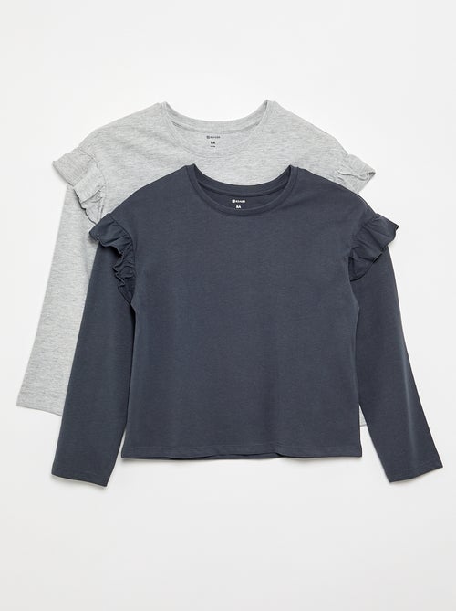 Set van 2 T-shirts met ruches op de schouders - Kiabi