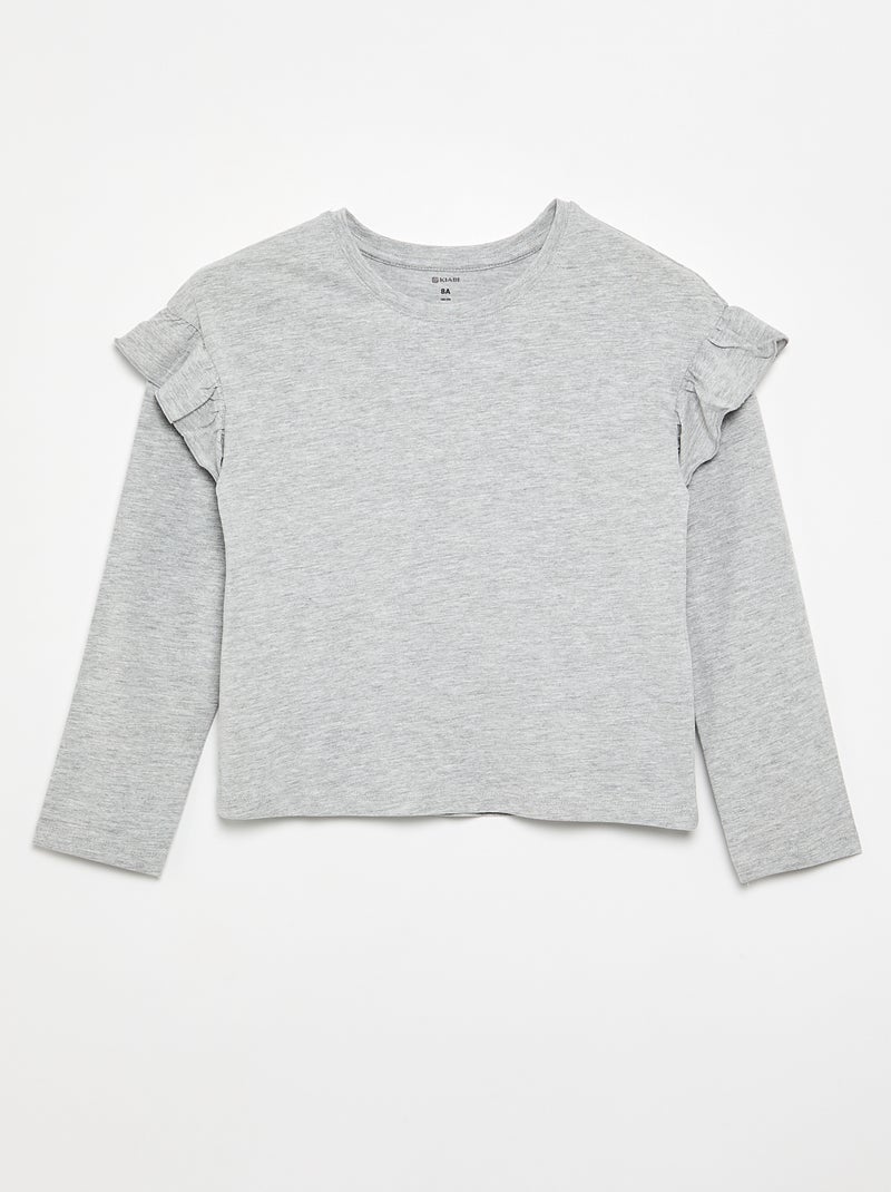 Set van 2 T-shirts met ruches op de schouders Grijs - Kiabi