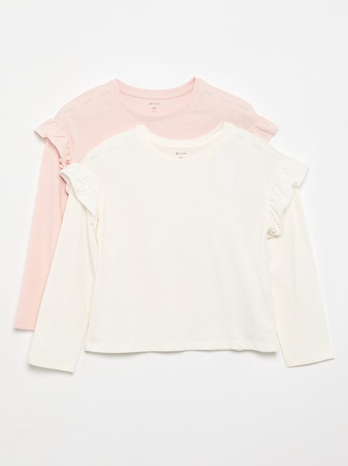 Set van 2 T-shirts met ruches op de schouders - Kiabi