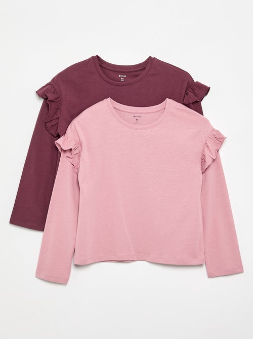 Set van 2 T-shirts met ruches op de schouders - Kiabi