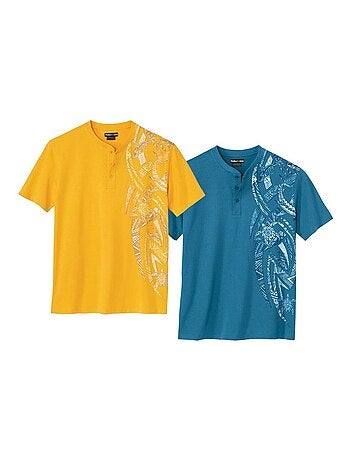 Set van 2 T-shirts met Tunesische hals Maori - ATLAS FOR MEN
