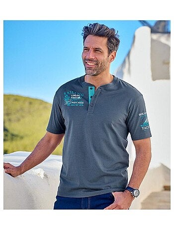 Set van 2 T-shirts met Tunesische hals Sailing - ATLAS FOR MEN