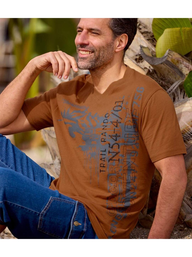 Set van 2 T-shirts met V-hals  - ATLAS FOR MEN Zwart Bruin - Kiabi