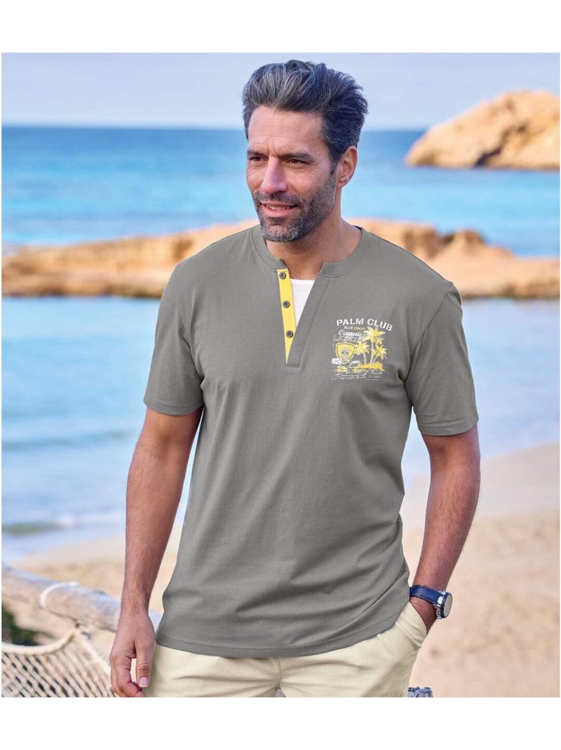 Set van 2 T-shirts Palm Club - ATLAS FOR MEN Geelgrijs - Kiabi