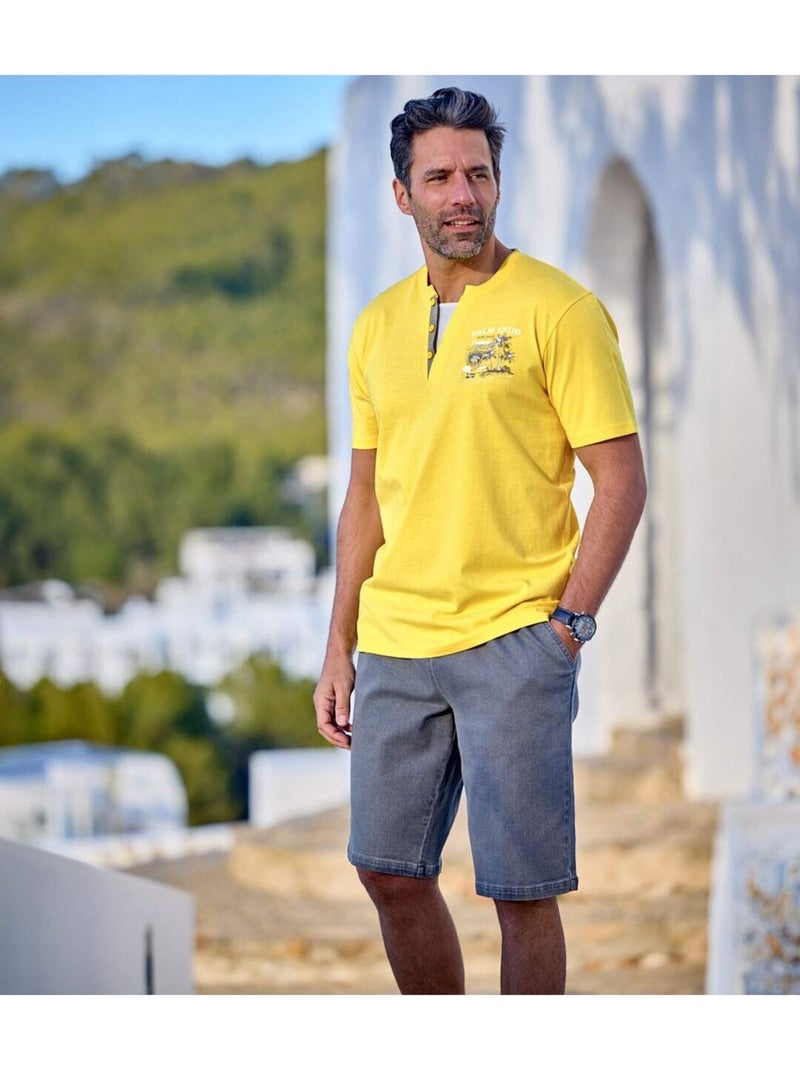 Set van 2 T-shirts Palm Club - ATLAS FOR MEN Geelgrijs - Kiabi
