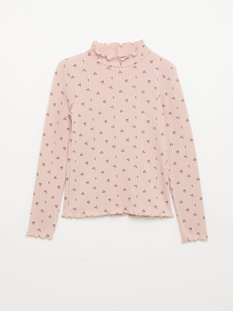 Set van 2 T-shirts van fantasiestof met golvende afwerkingen Rose - Kiabi