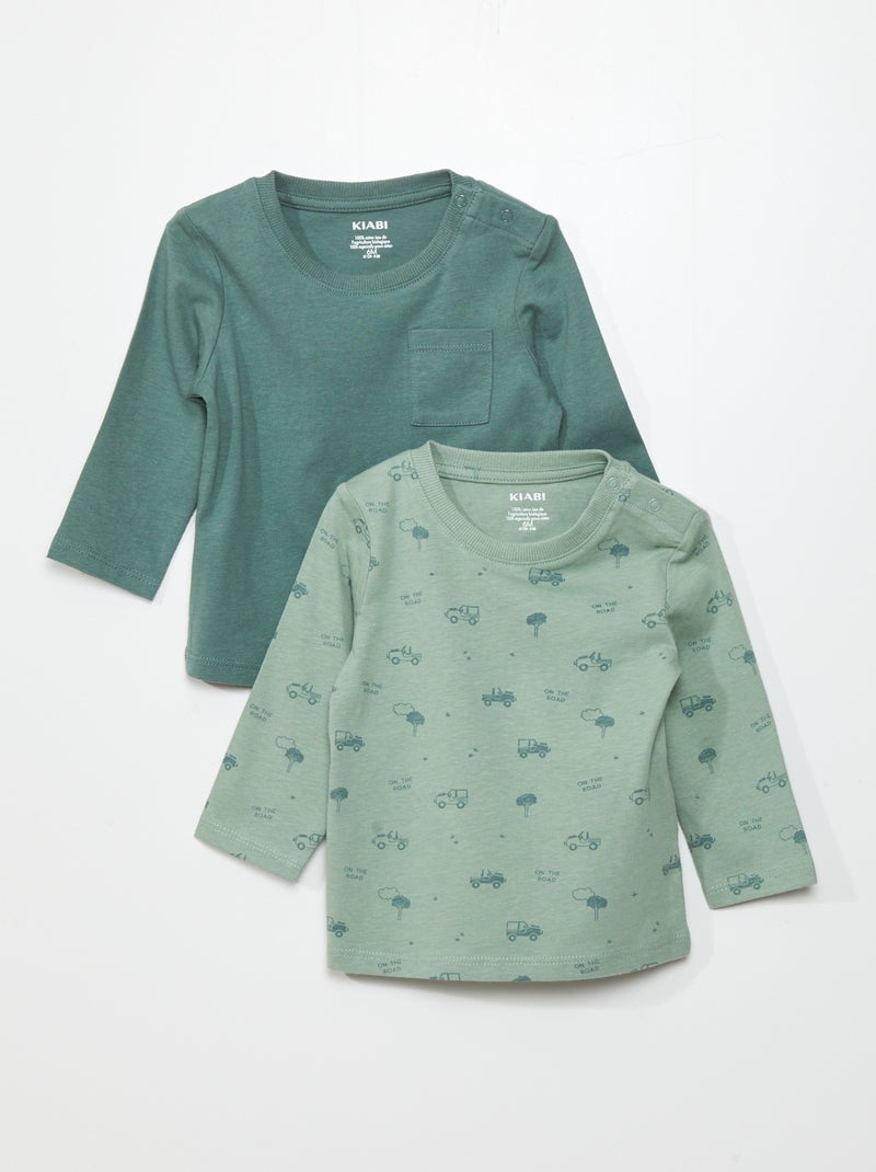 Set van 2 T-shirts van jersey GROEN - Kiabi