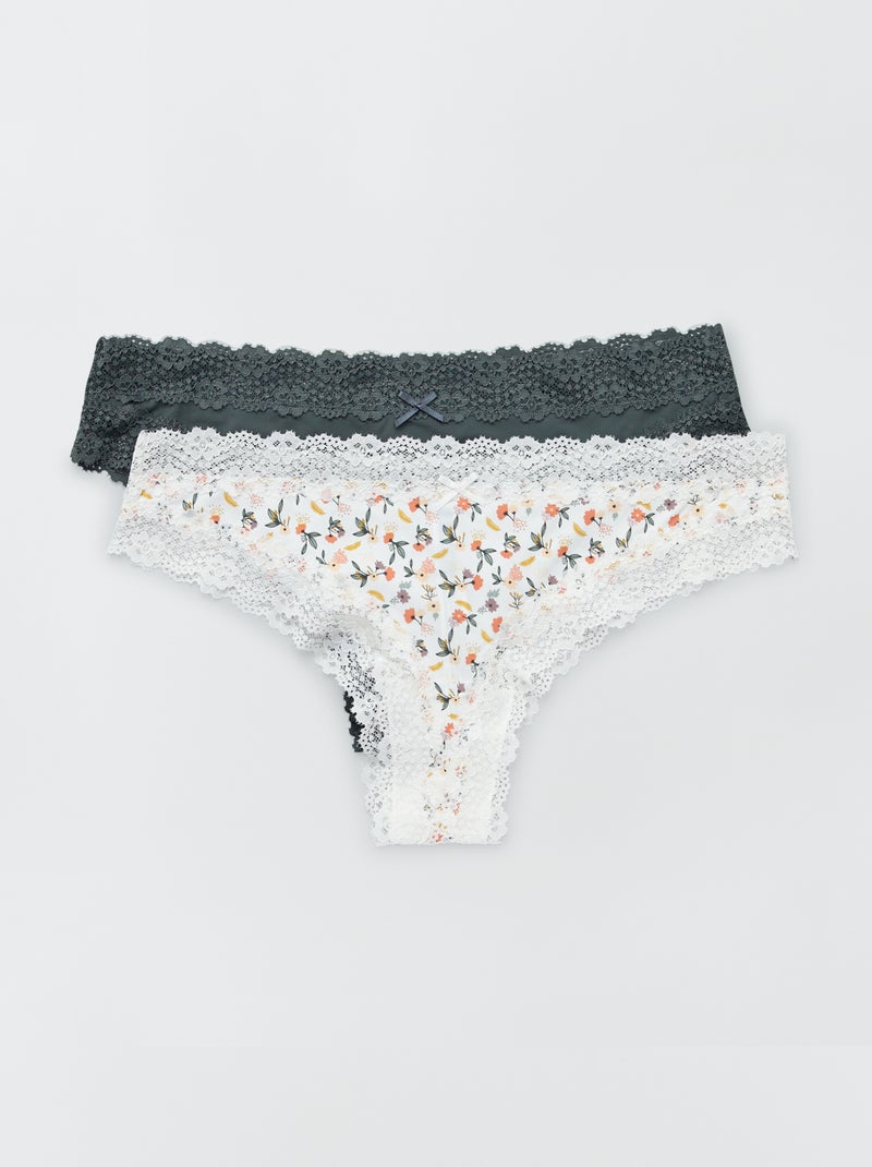Set van 2 tanga's van microvezel WIT - Kiabi