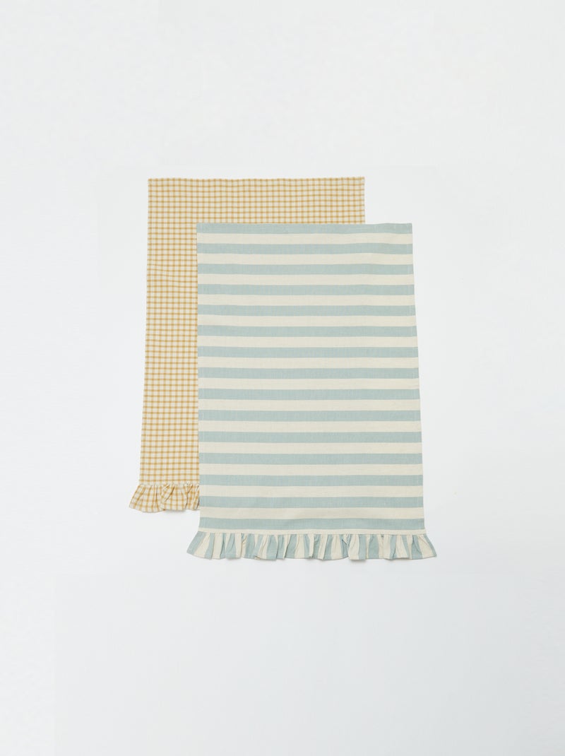 Set van 2 theedoeken met ruches (50 x 70 cm) GEEL - Kiabi