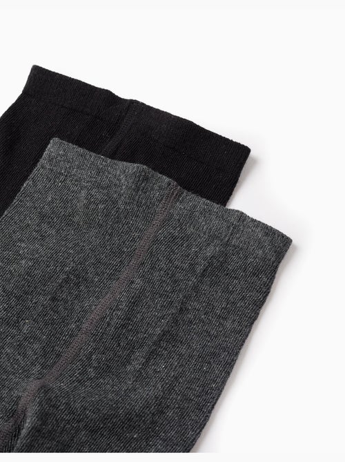 Set van 2 tights effen/ruit - Kiabi