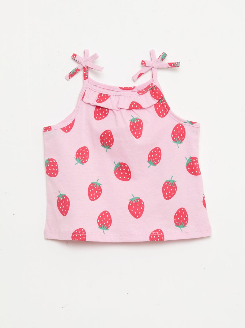 Set van 2 topjes met bandjes Rose - Kiabi