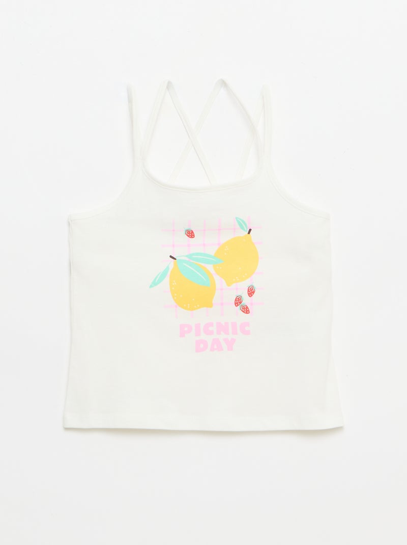 Set van 2 topjes, waarvan 1 met print Wit - Kiabi