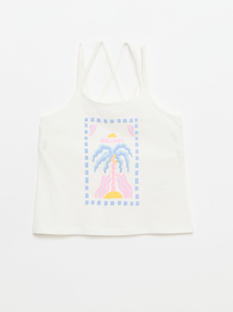 Set van 2 topjes, waarvan 1 met print Wit - Kiabi