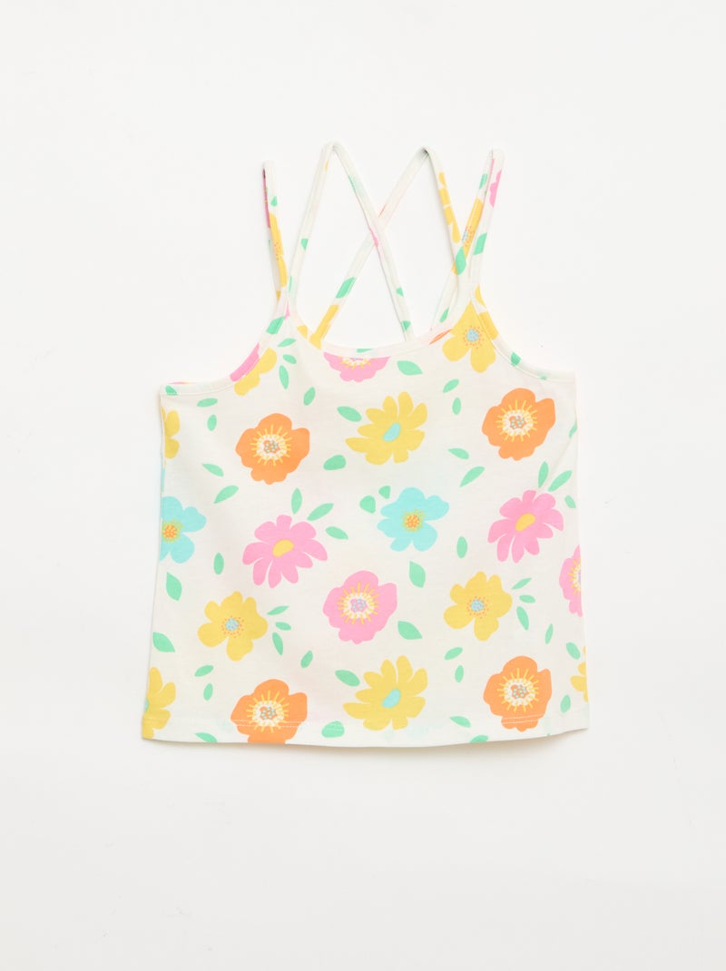 Set van 2 topjes, waarvan 1 met print Wit - Kiabi