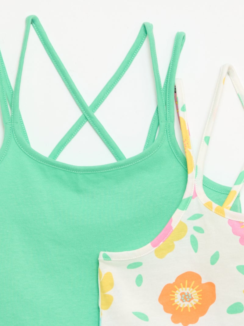 Set van 2 topjes, waarvan 1 met print Wit - Kiabi