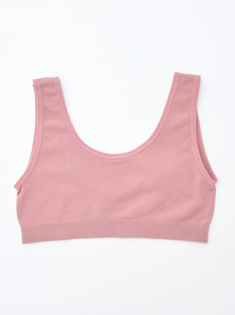 Set van 2 tops van effen ribstof Rose - Kiabi