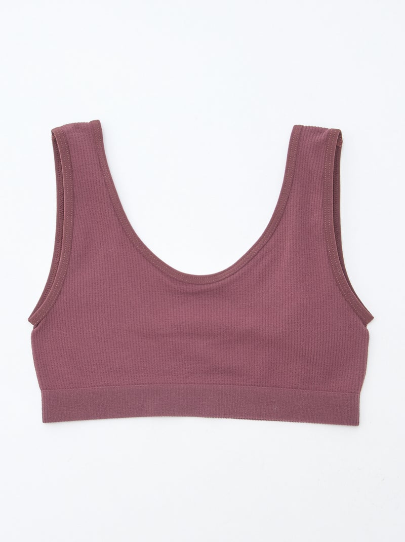 Set van 2 tops van effen ribstof Rose - Kiabi