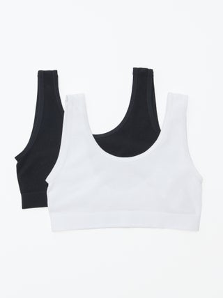 Set van 2 tops van effen ribstof