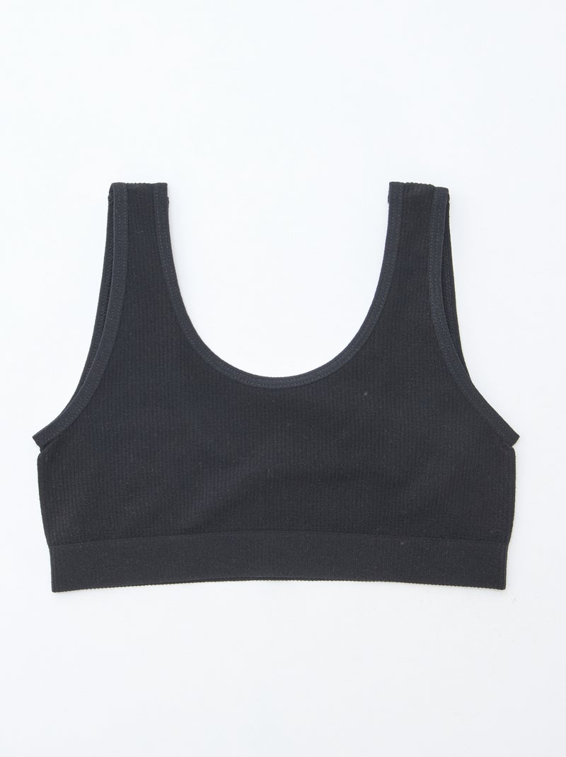 Set van 2 tops van effen ribstof Wit - Kiabi