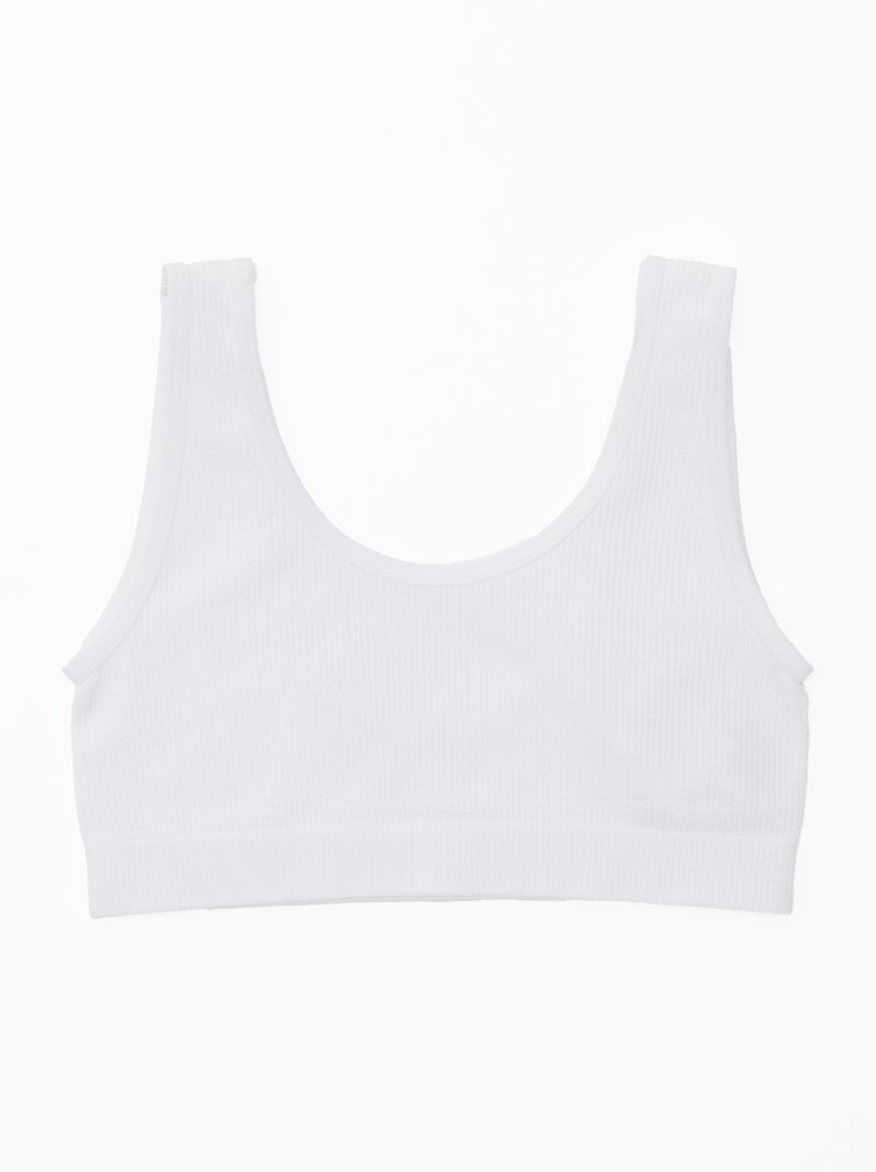 Set van 2 tops van effen ribstof Wit - Kiabi