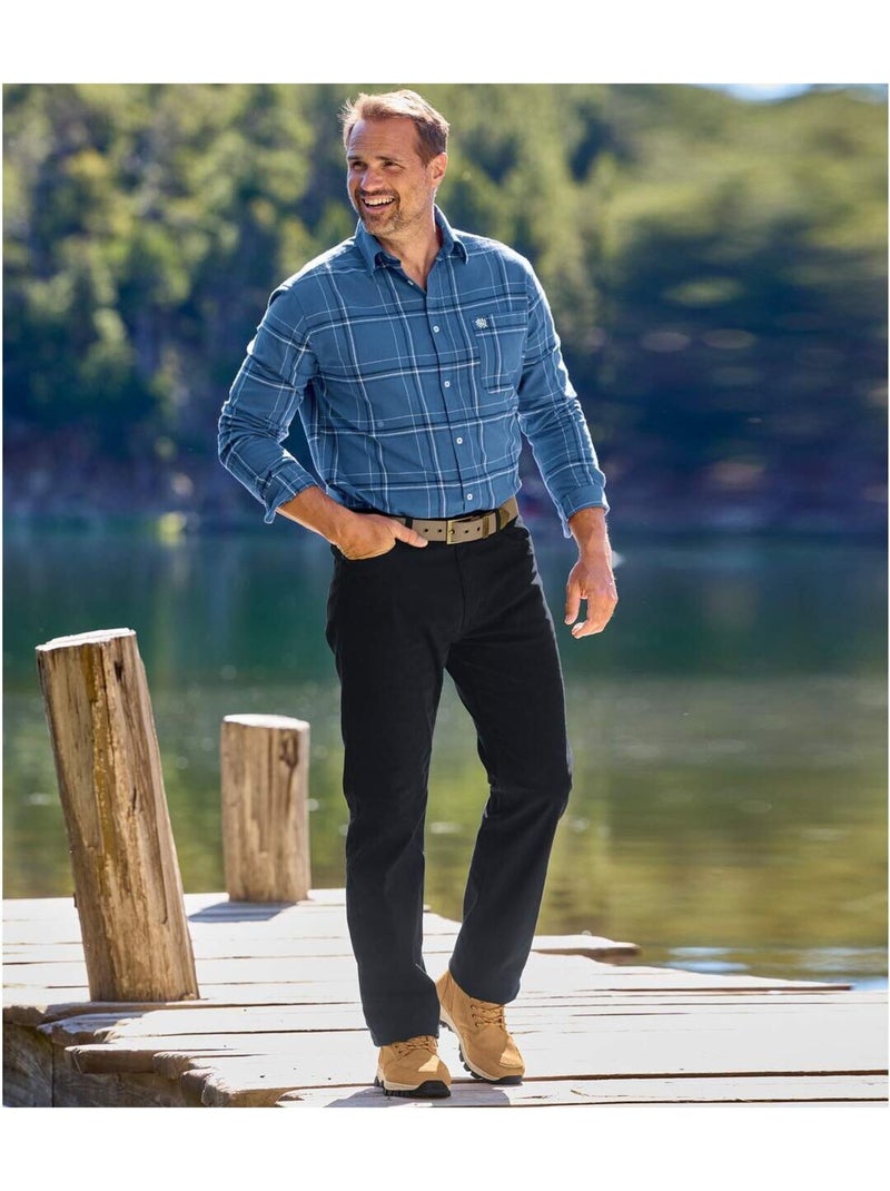 Set van 2 twill stretchbroeken - ATLAS FOR MEN Grijs Zwart - Kiabi