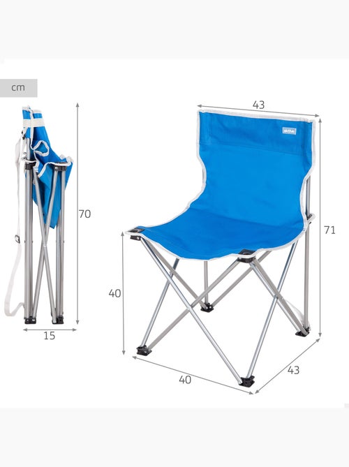Set van 2 vaste hoge campingstoelen 43x43x71 cm blauw - Kiabi Set van 2 vaste hoge campingstoelen 43x43x71 cm blauw - Kiabi