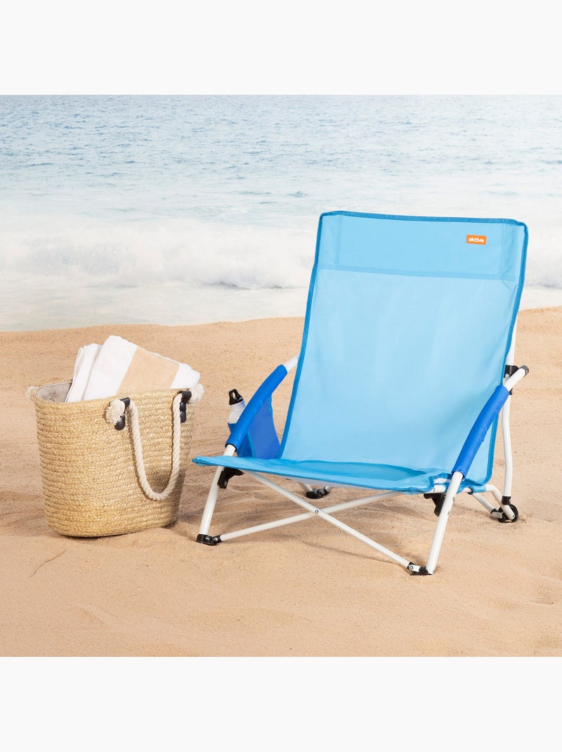 Set van 2 vaste lage strandstoelen 50x49x66 cm Blauw - Kiabi
