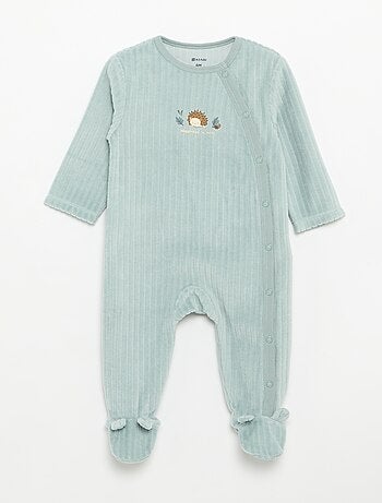 Set van 2 velours pyjama's met voetjes