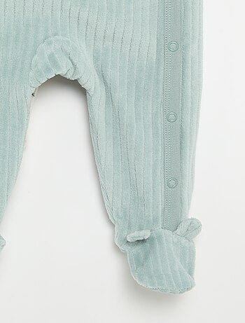 Set van 2 velours pyjama's met voetjes