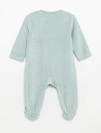 Set van 2 velours pyjama's met voetjes