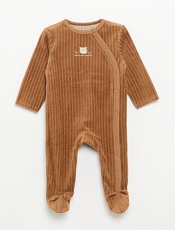 Set van 2 velours pyjama's met voetjes