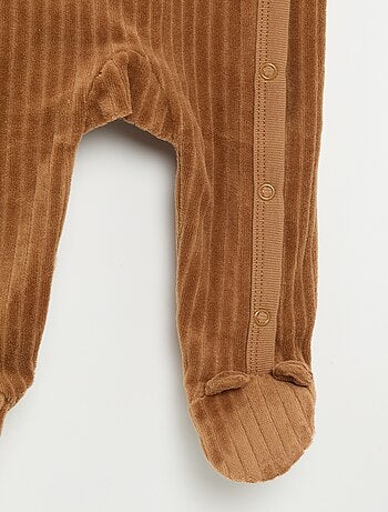 Set van 2 velours pyjama's met voetjes