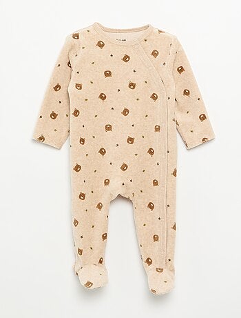 Set van 2 velours pyjama's met voetjes