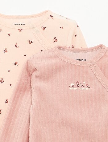 Set van 2 velours pyjama's met voetjes