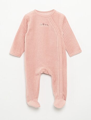 Set van 2 velours pyjama's met voetjes