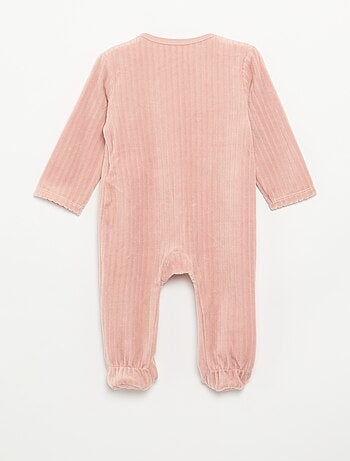 Set van 2 velours pyjama's met voetjes