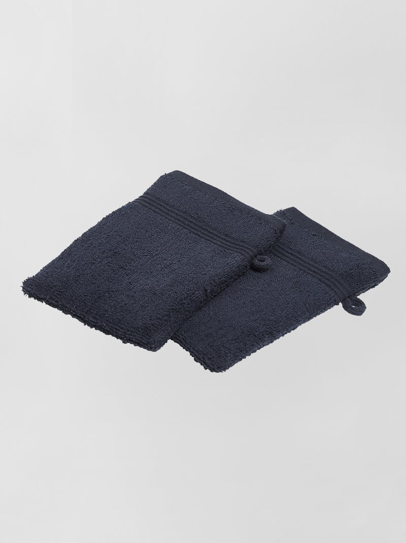 Set van 2 washandjes marineblauw - Kiabi