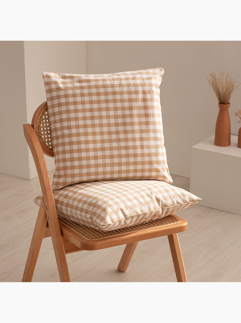 Set van 2 waterdichte kussenhoezen met Vichy-ruit - Gamusi. Beige - Kiabi
