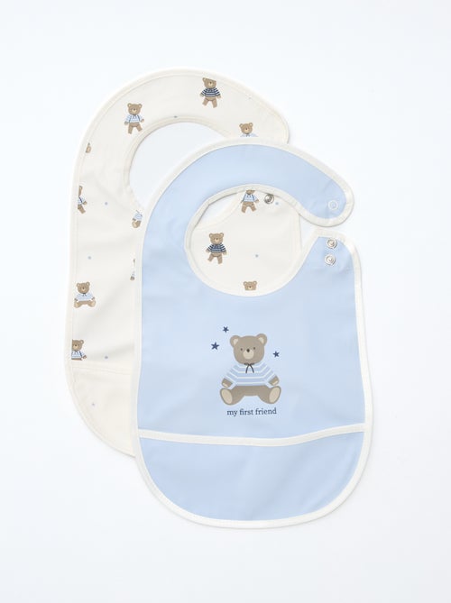 Set van 2 waterdichte slabbetjes met print - Kiabi Set van 2 waterdichte slabbetjes met print - Kiabi