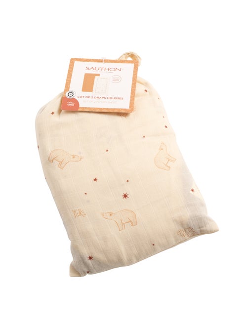 Set van 2 witte hoeslakens voor baby's van biologisch katoen - Kiabi